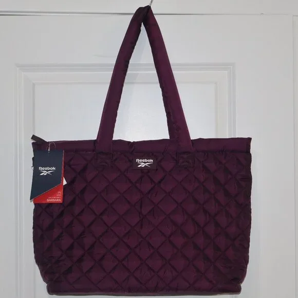 Reebok Barbara Quilted Dark Purple Tote Bag 17L NWT - Picture 6 of 11